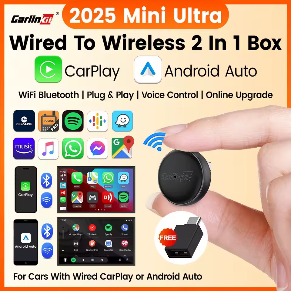Carlinkit Mini 5.0 Ultra3 Kablosuz Carplay & Android Auto Adaptörü Dual Wifi Bt5.4 Otomatik Bağlantı Yeni Seri 2026 Diğer Fiyatı