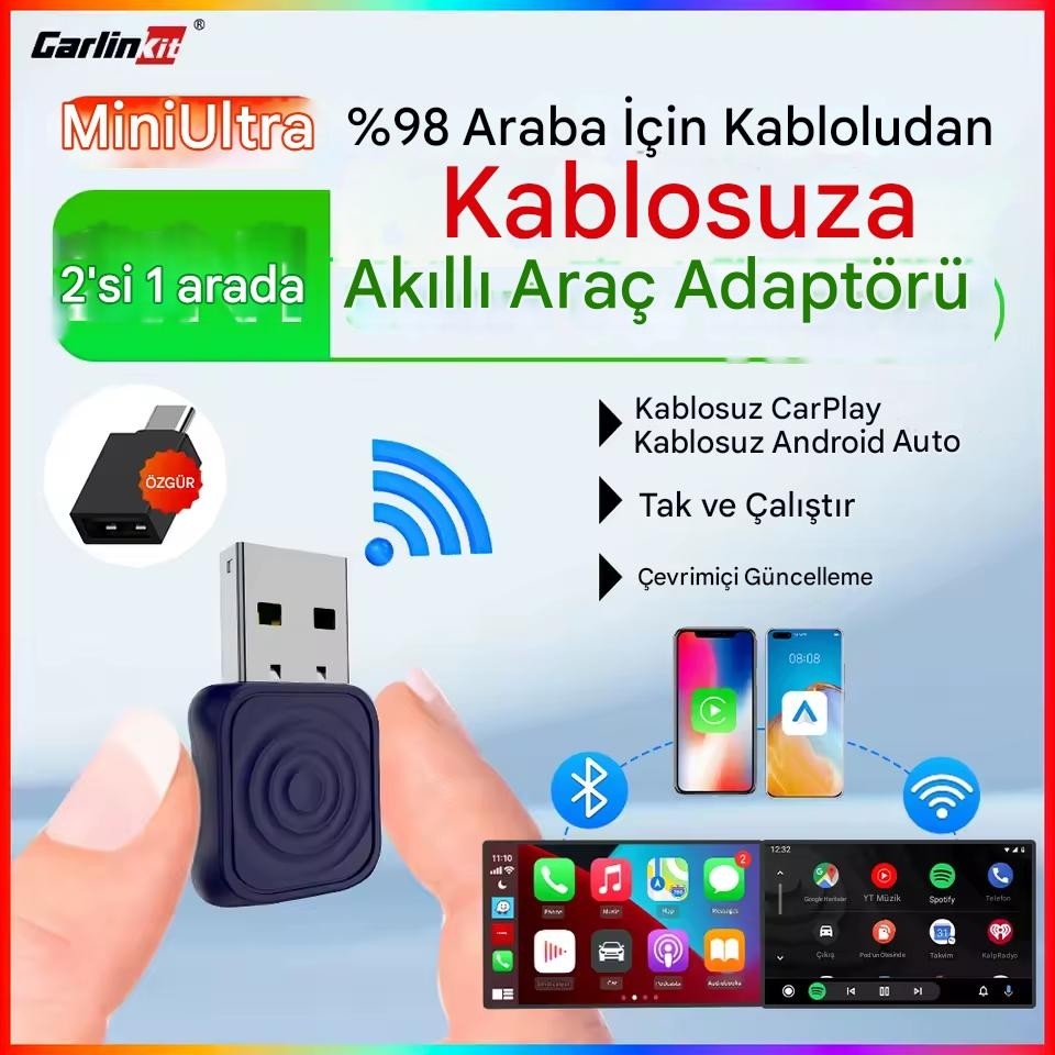 Carlinkit Mini 5.0 Ultra3 Kablosuz Carplay & Android Auto Adaptörü Dual Wifi Bt5.4 Otomatik Bağlantı Yeni Seri 2026 - Ultra1 Diğer Fiyatı