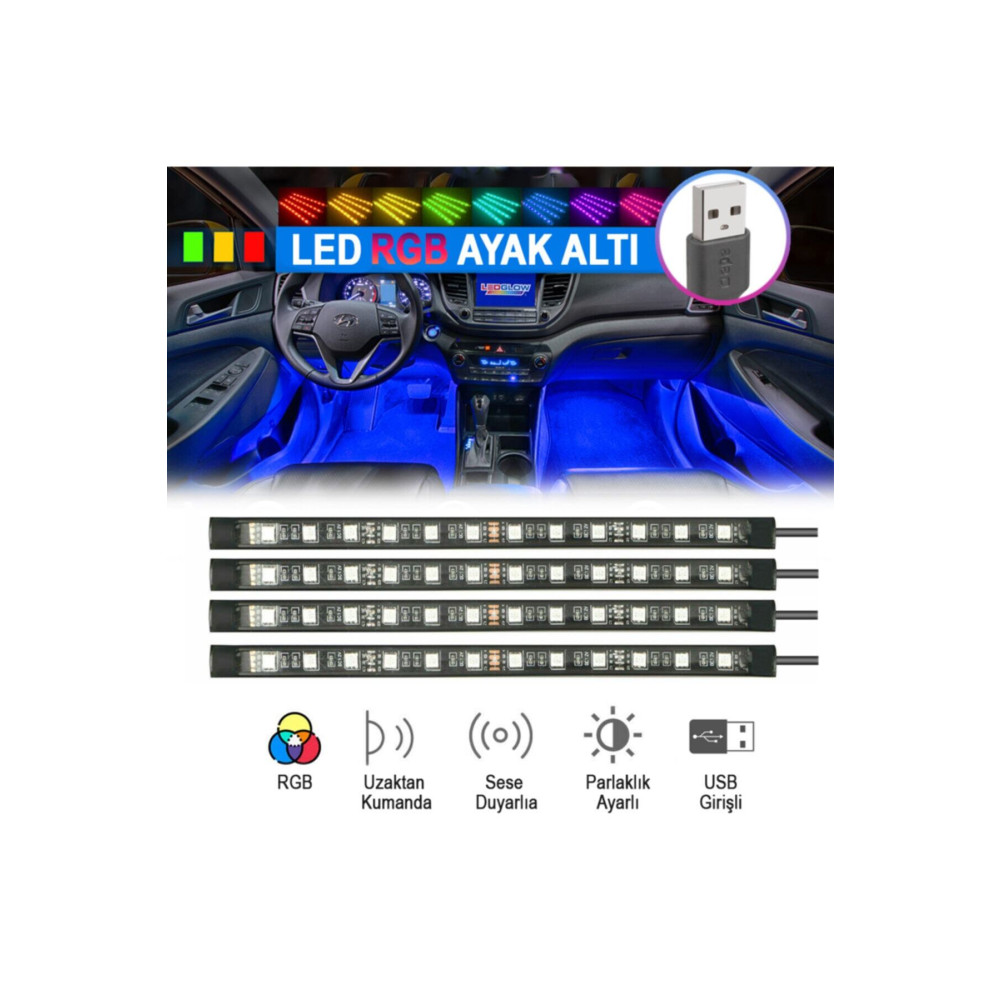 Carmaniaks Usb Girişli Ayak Altı Led Sese Duyarlı Led Müziğe Duyarlı 12 Led Torpido Aksesuarları & Bakımı Fiyatı