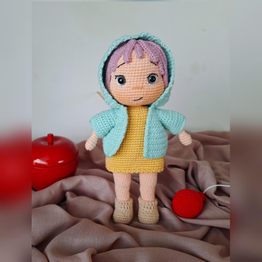 Carmelina Lila Saçlı Örgü Oyuncak Bebek, %100 El Örgüsü Bebek Oyuncakları Fiyatı