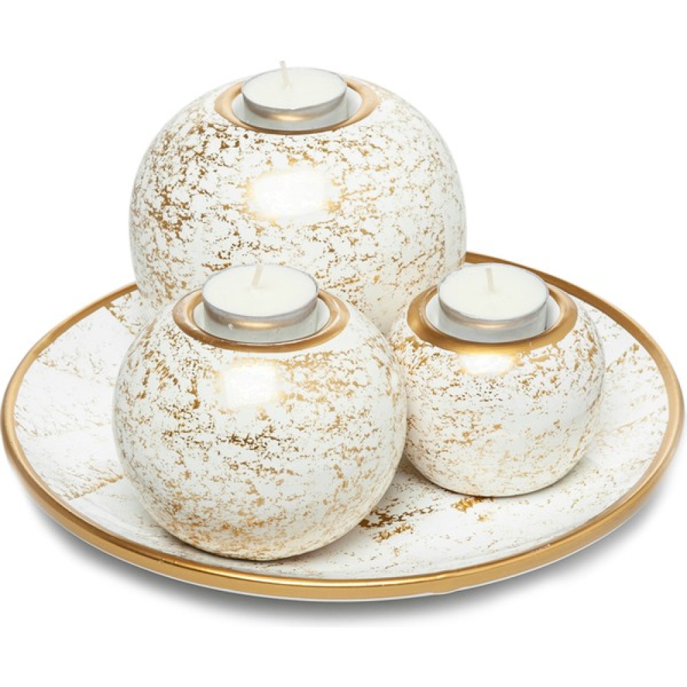Carmen Soft 3'lü Tabaklı Mumluk - Krem - 26 cm - Krem Rengi Şamdan Fiyatı
