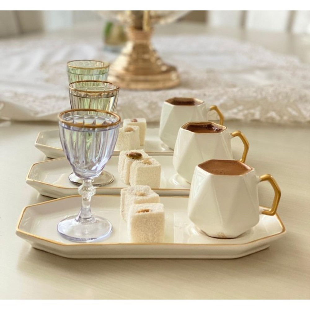 Carmen Soft 6'lı Ayda Sunum Tabaklı Kahve Fincanı Beyaz Fincan / Bardak / Kahve Takımı Fiyatı