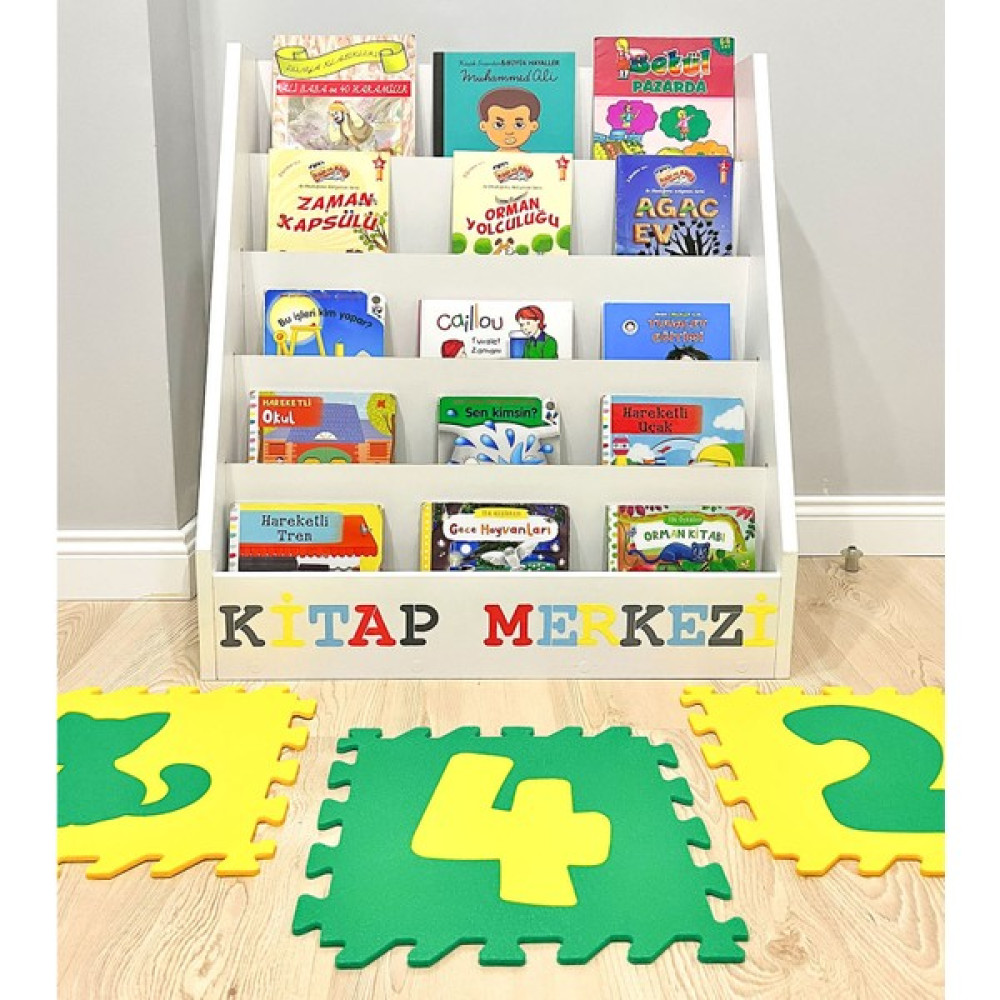 Carniella Milano Montessori Çocuk Odası Eğitici Kitaplık - Beyaz Kitaplık Fiyatı