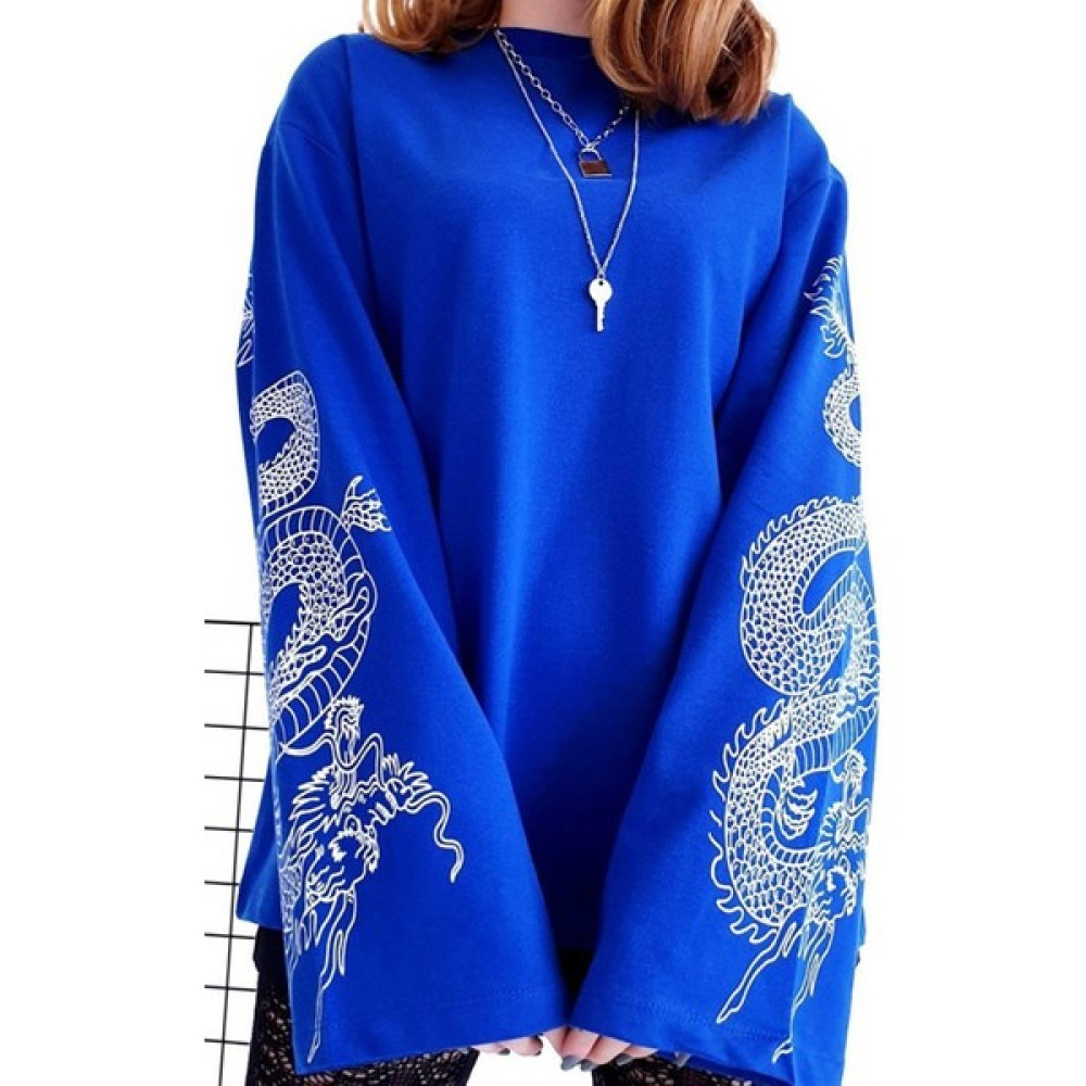 Carpe Mavi Ispanyol Kol Ejderha Unisex Sweatshirt10 Bayan Sweatshirt Fiyatı