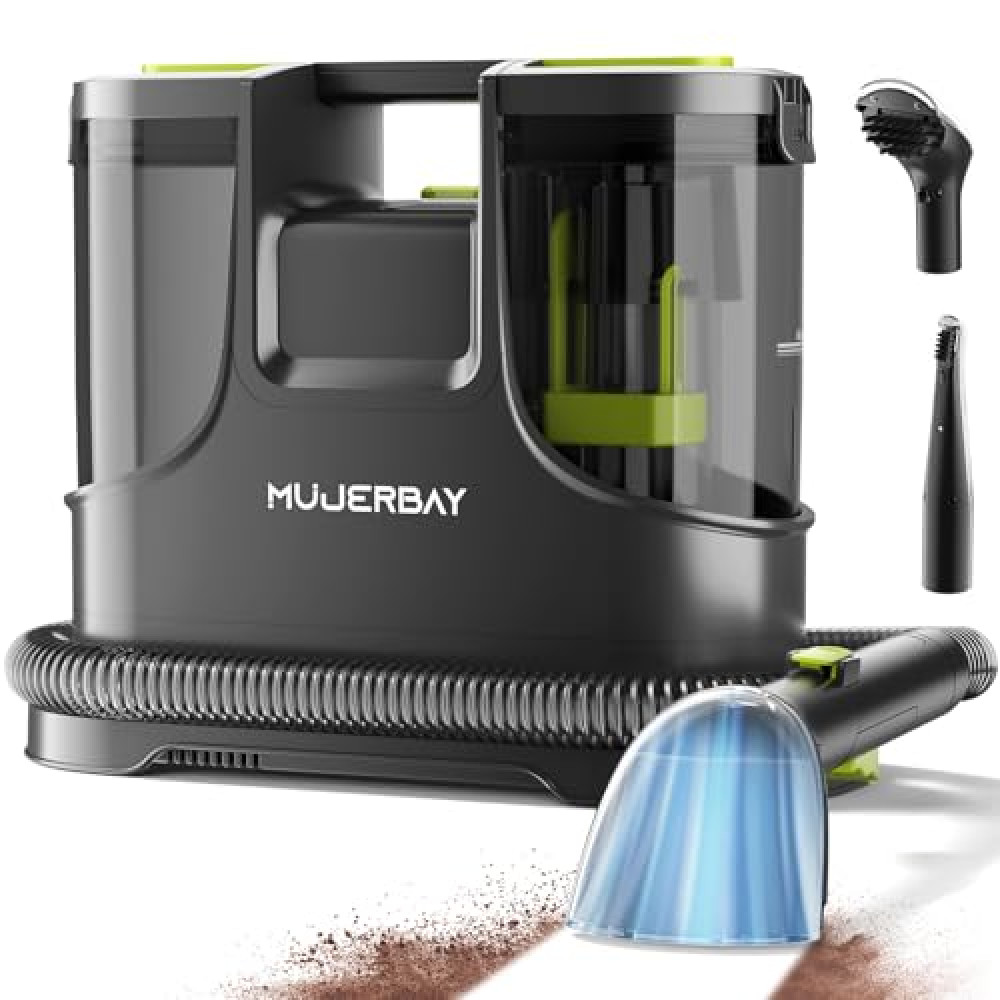 Carpet Cleaner, MUJERBAY Portable Spot and Stain Cleaner, Easy Move with Handle, Deep Cleaning Machine for Couch, Stairs, Car and Pet Messes. Green Carpet Washing Machines Fiyatı
