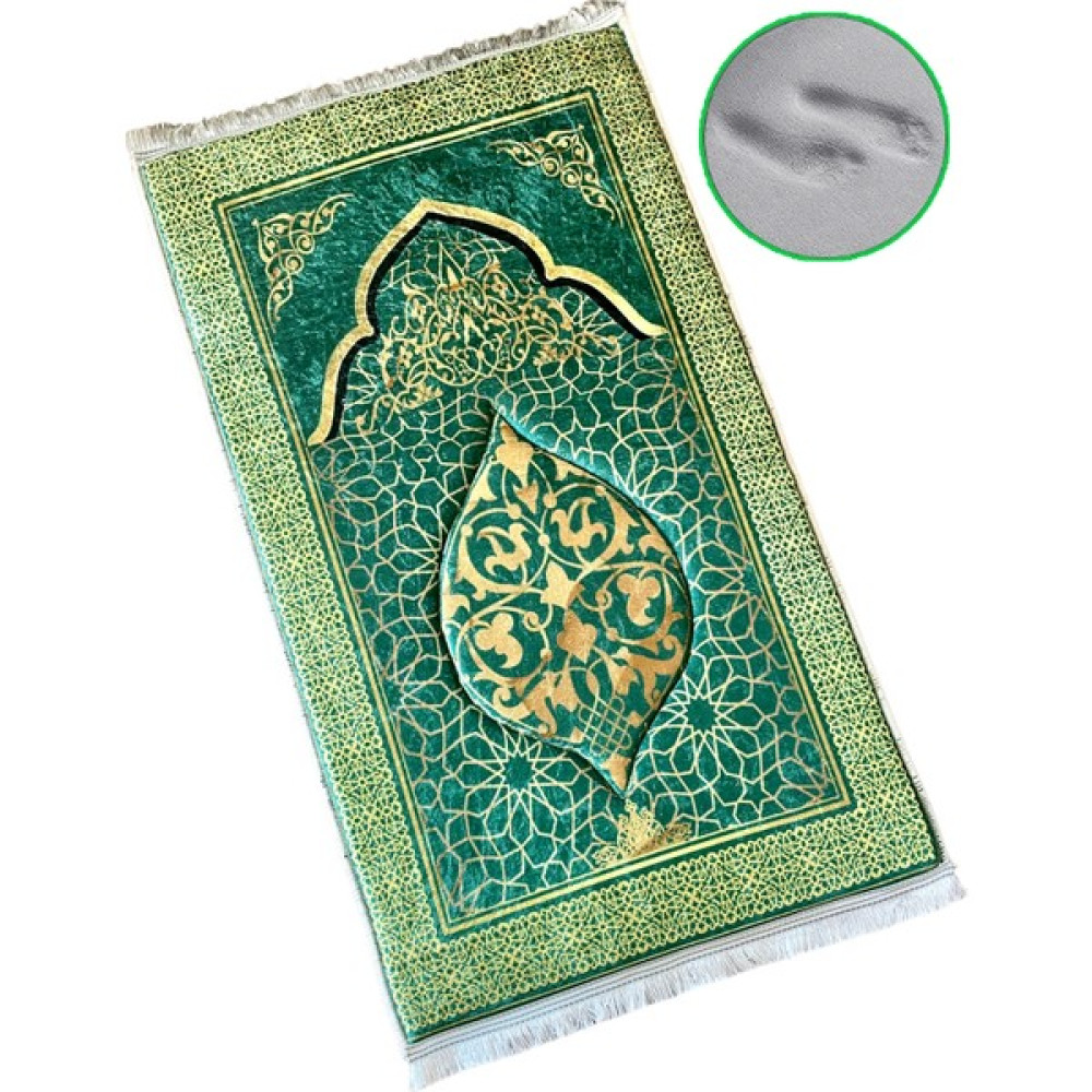 Carpetella 3 CM Kalın Süngerli Seccade Kabartmalı Diz Ağrıtmaz Namazlık - 70x120 cm - 70 x 120 cm - Açık Haki Seccade Fiyatı