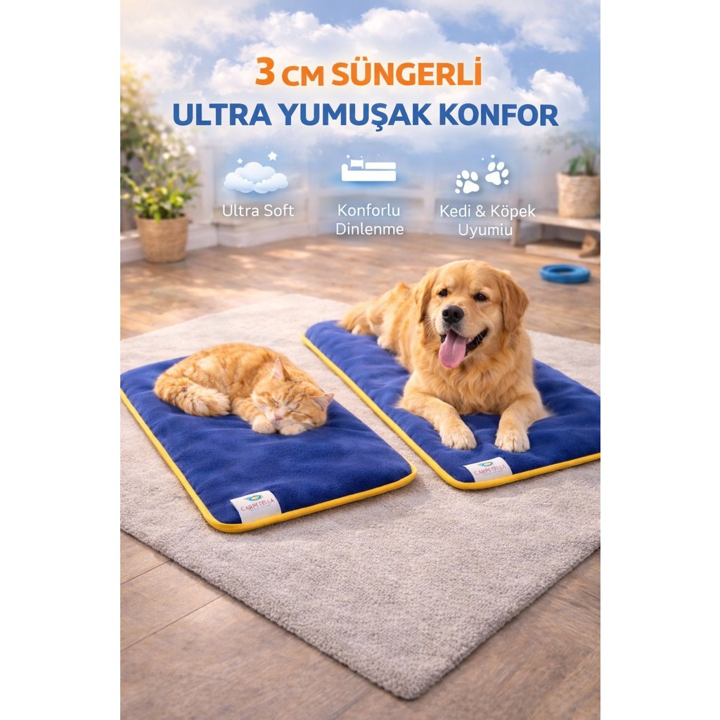 Carpetella 3 cm Süngerli Ortopedik Kedi Köpek Yatağı – Kaymaz Tabanlı Peluş Pet Mat Minderi - 70 x 120 cm - Lacivert Anne Bebek Oyuncak Fiyatı