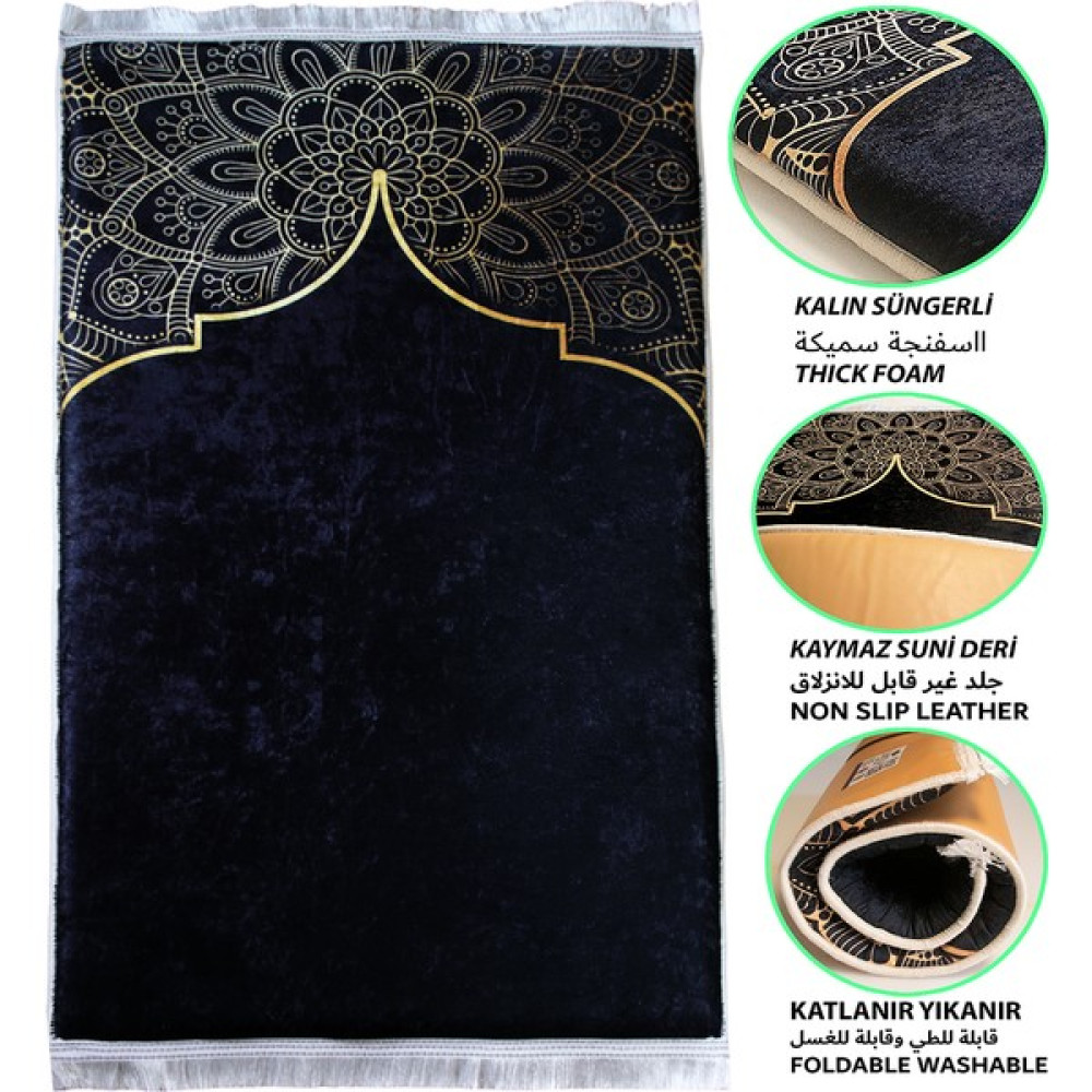 Carpetella Kalın Süngerli Seccade Kabartmalı Diz Ağrıtmaz Namazlık Çeyizlik - 70x120 cm - 70 x 120 cm - Sarı Seccade Fiyatı