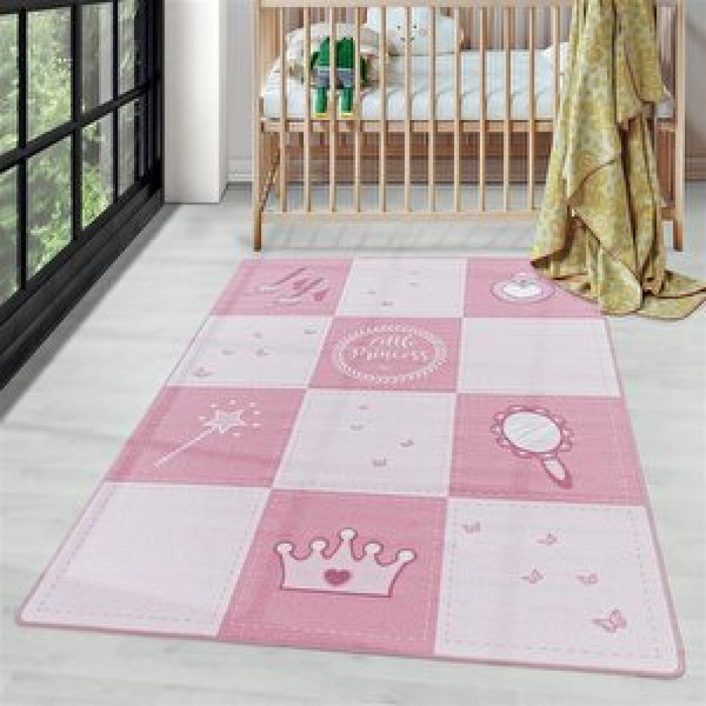 Carpettex Çocuk Bebek Odası Oyun Halısı Küçük Prenses Temalı Pembe Tonlarda 140x200 cm Bebek Odası Halı Fiyatı