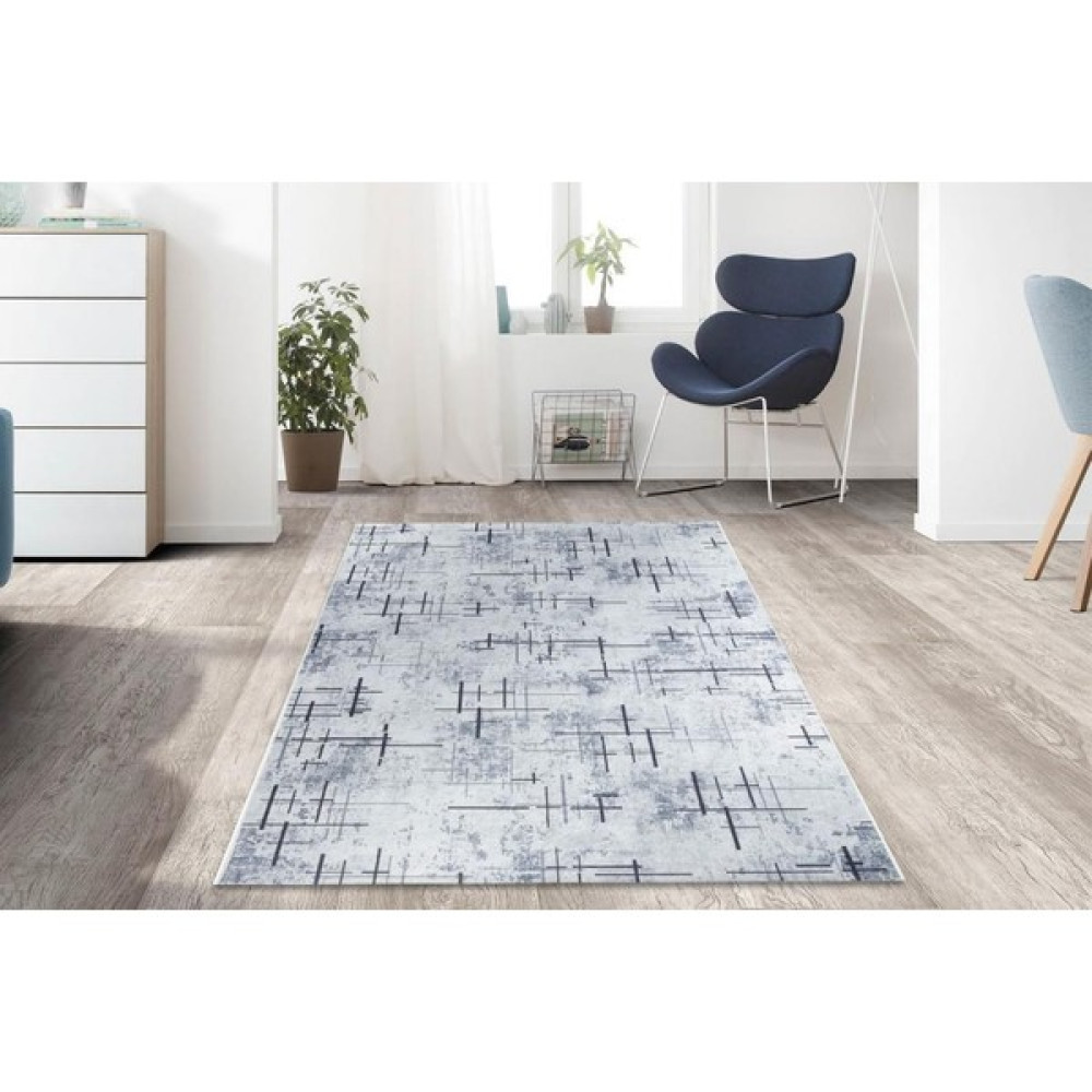 Carpettex Halı Çizgi Desenli Gri Halı Kaymaz Taban Yıkanabilir - 200 x 300 cm Salon Halısı Fiyatı