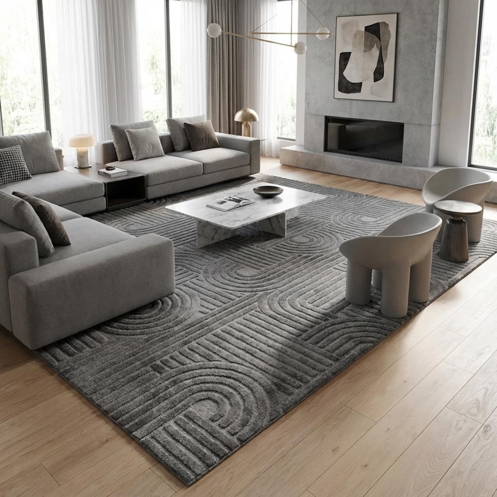 Carpettex Koyu Gri Modern Geometrik Desenli Dijital Baskılı Kaymaz Tabanlı Yıkanabilir Antibakteriyel Halı - 200 x 500 cm SSD / Solid State Drive Fiyatı