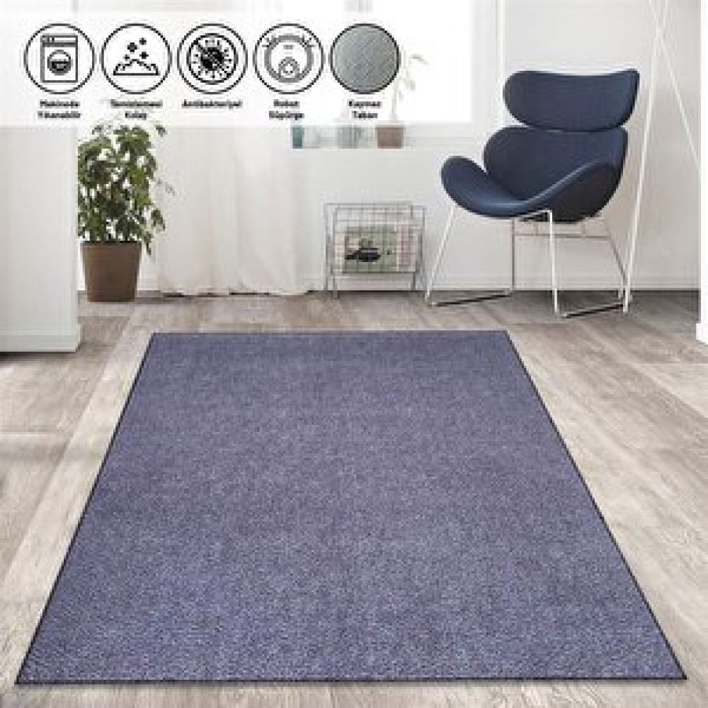 Carpettex Modern Düz Kırçıllı Koyu Gri Halı Kaymaz Taban Yıkanabilir 100x150 cm Salon & Oturma Odası Tekstili Fiyatı