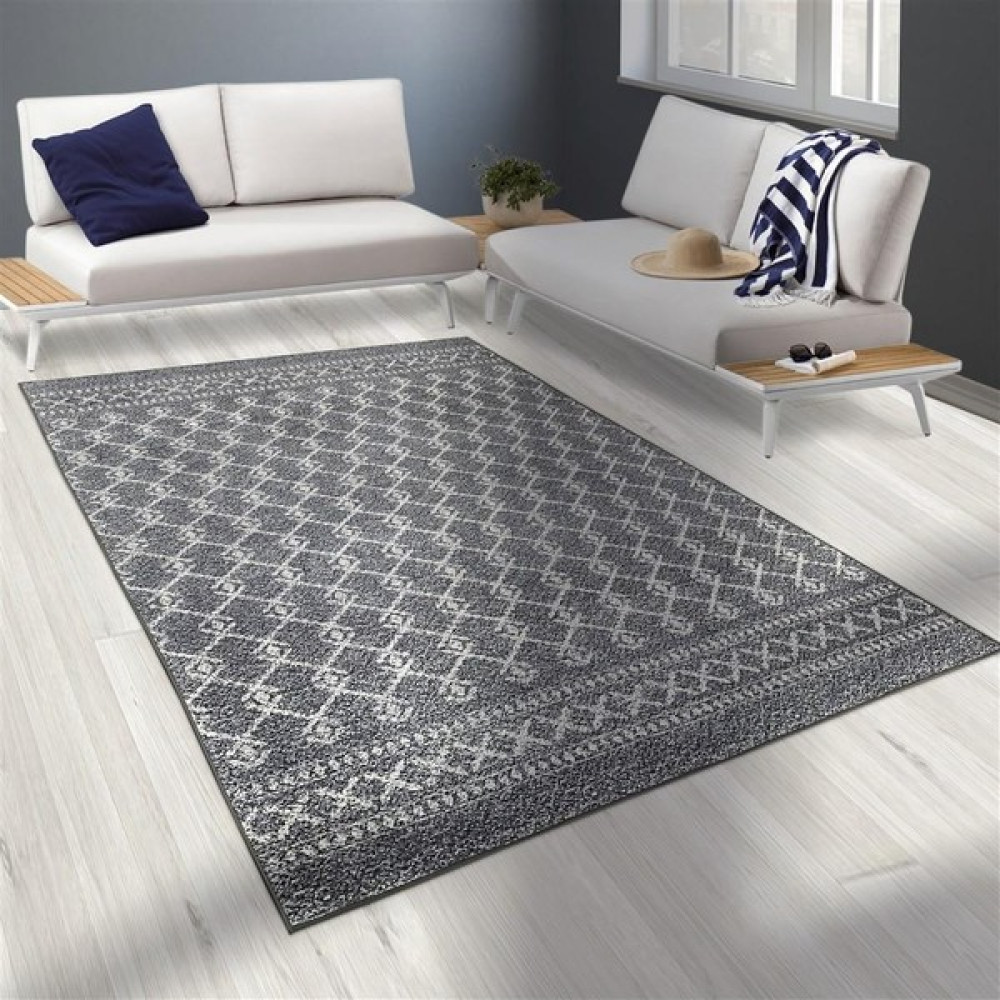 Carpettex Modern Şönil Dokuma Iskandinav Örgü Desenli Koyu Gri Halı - 80 x 50 cm Salon Halısı Fiyatı