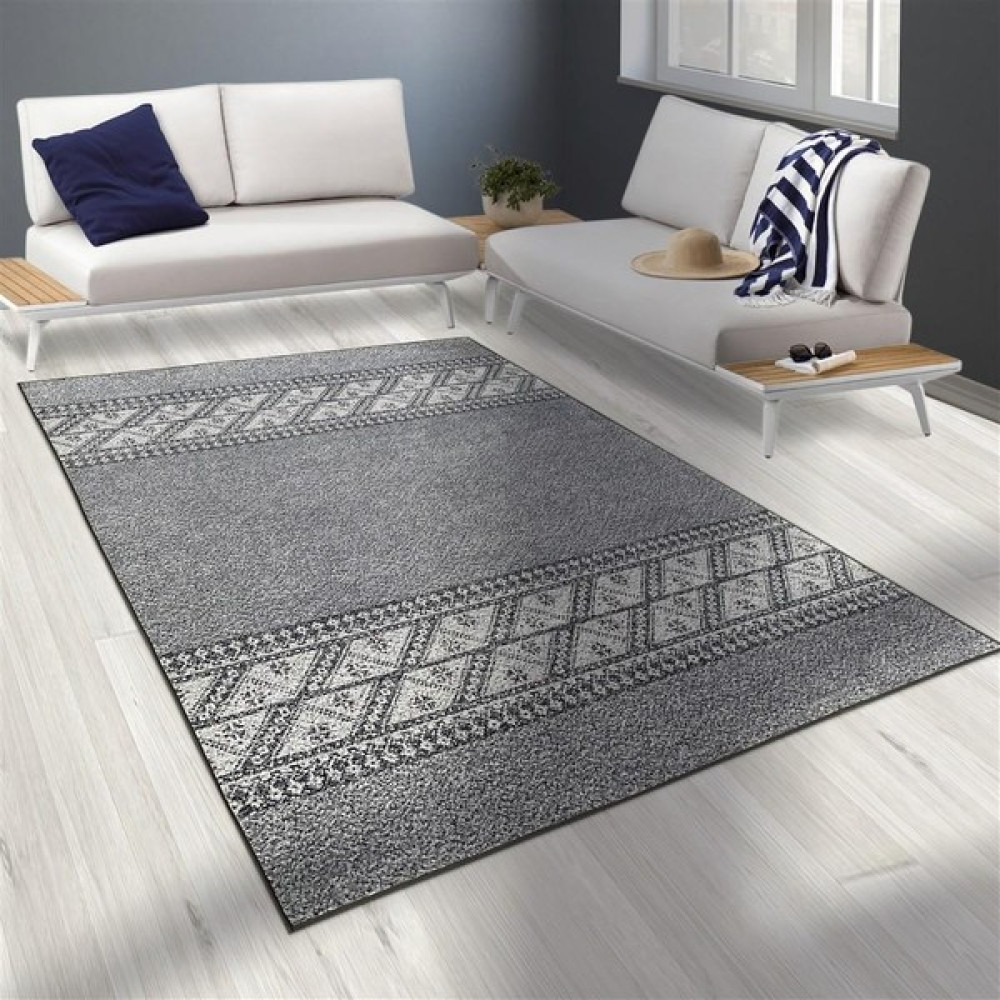 Carpettex Modern Şönil Dokuma Iskandinav Üçgen Desenli Açık Gri Halı - 80 x 50 cm Salon Halısı Fiyatı