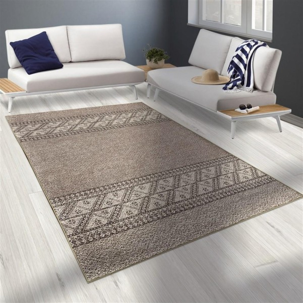 Carpettex Modern Şönil Dokuma Iskandinav Üçgen Desenli Bej Tonlarda Halı - 80 x 50 cm Salon Halısı Fiyatı