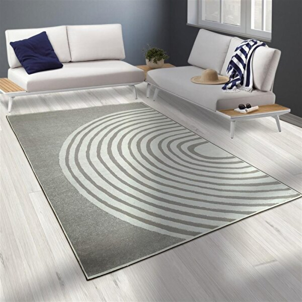 Carpettex Modern Şönil Dokuma Taban Geometrik Desenli Krem Beyaz Halı - 80 x 50 cm - Krem - Beyaz Salon Halısı Fiyatı