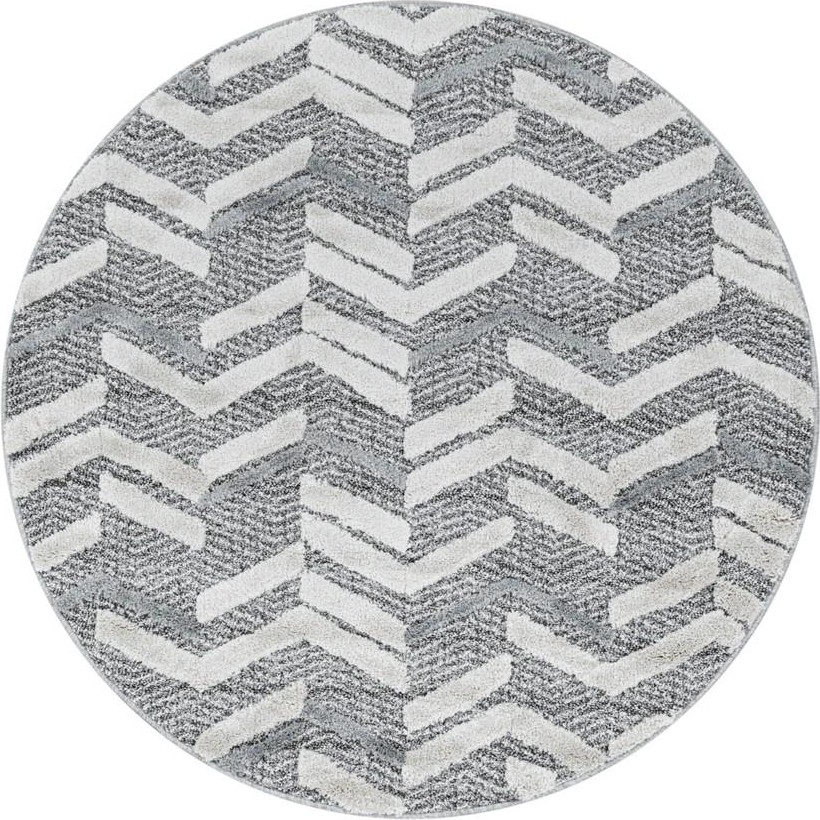 Carpettex Yuvarlak Halı Yumuşak Bukle Tabanlı Modern Kabartmalı 3D Abstrak Dalga Desenli Krem Gri Renkli Halı - 200 cm SSD / Solid State Drive Fiyatı