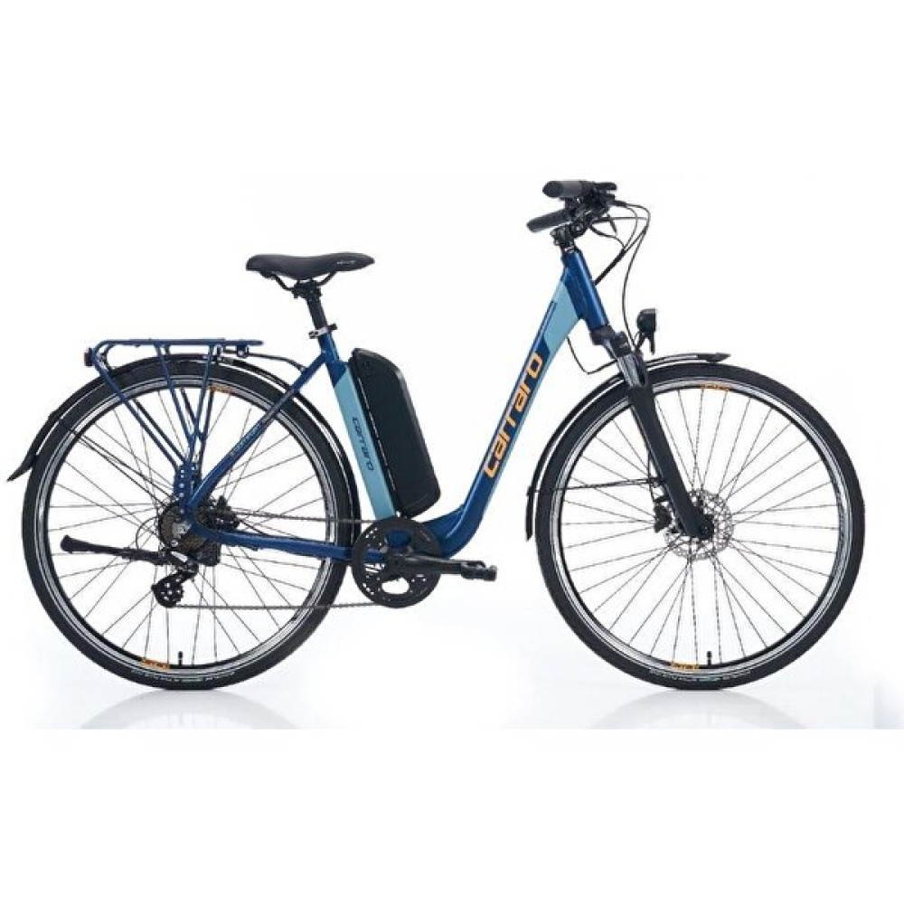 Carraro E-Line Ecomfort 2.1 28 Jant 7 Vites V-Fren 52 cm Elektrikli Şehir Bisikleti-Mavi-Turuncu-Siyah Elektrikli Bisikletler Fiyatı