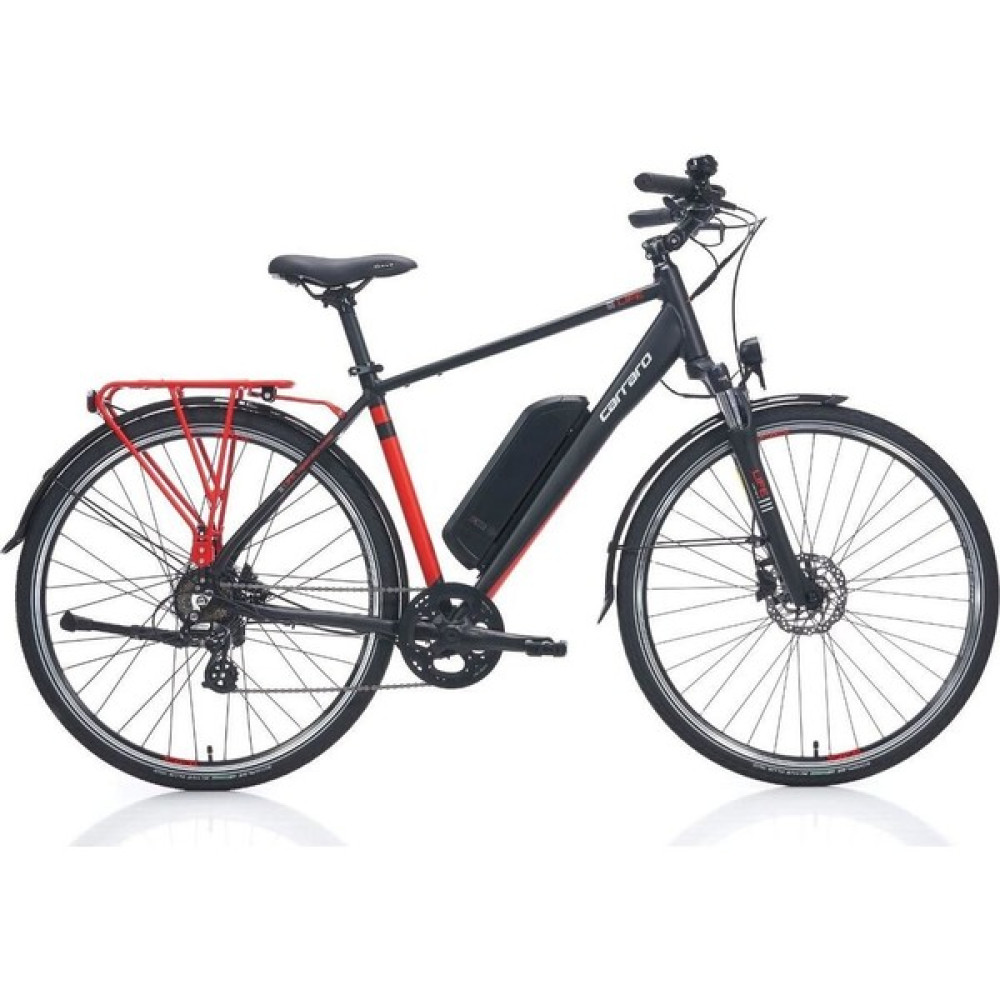 Carraro E-Lıne Elıfe 2.1 Erkek Şehir Bisikleti 470H Hd 28 Jant 7 Vites Mat Siyah Kırmızı Gümüş Elektrikli Bisikletler Fiyatı