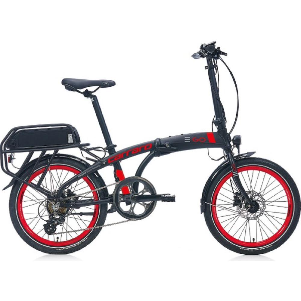 Carraro Ego 2.1 285H 20" 8-V Hd Mat Siyah-Kırmızı-Gri Elektrikli Katlanır Bisiklet Elektrikli Bisikletler Fiyatı
