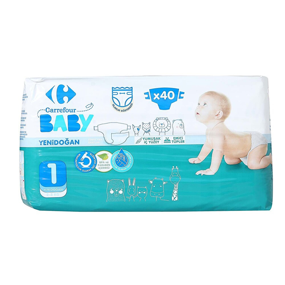 Carrefour Baby 1 Beden Yenidoğan 40 Adet Bebek Bezi-Alt Açma Fiyatı