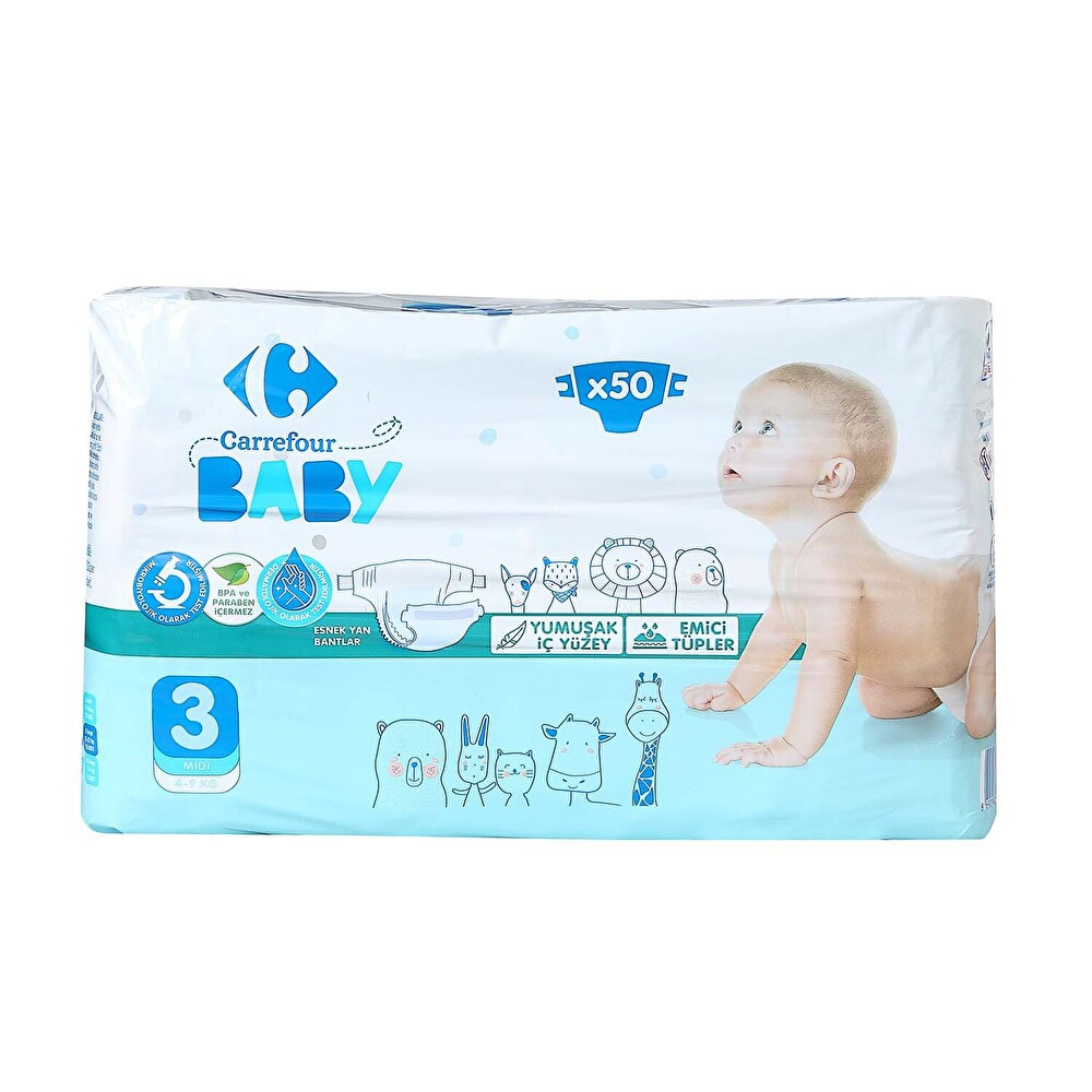 Carrefour Baby 3 Beden Midi 50 Adet Bebek Bezi Fiyatı