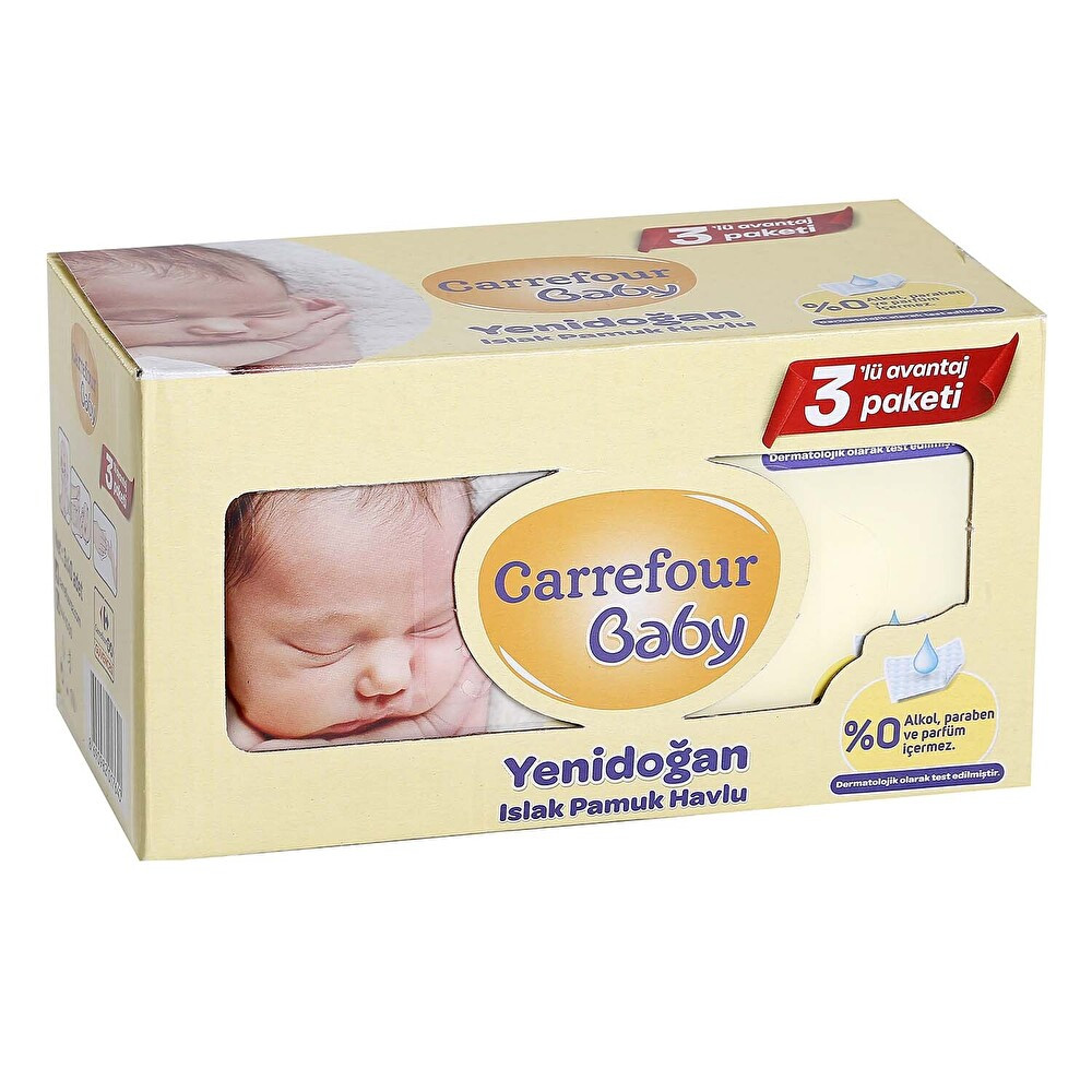 Carrefour Baby Carrefour Yenidoğan Islak Pamuk Havlu 3*40'lı Bebek Bezi-Alt Açma Fiyatı