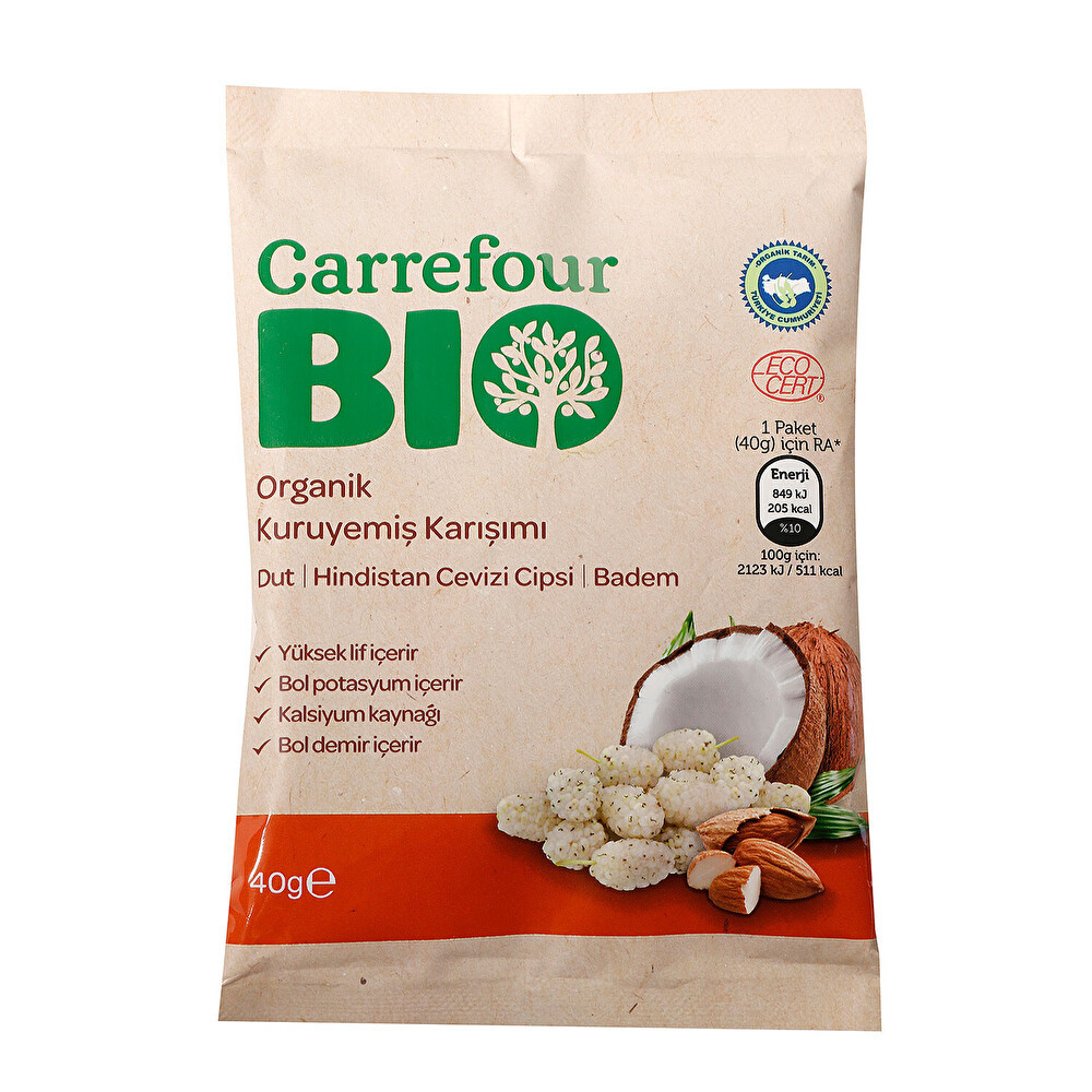 Carrefour Bio Hindistan Cevizi-Badem-Dut 40 G Organik Ürünler Fiyatı