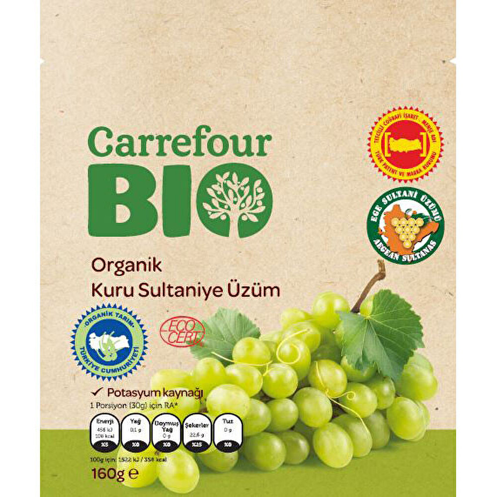 Carrefour Bio Organik Kuru Sultaniye Üzüm 160 G Organik Ürünler Fiyatı