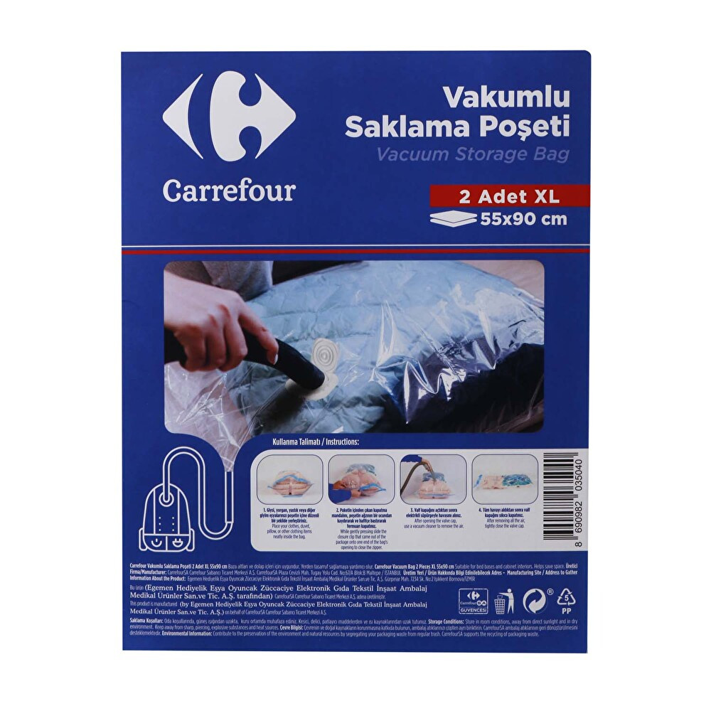 Carrefour Vakumlu Saklama Poşeti 2 Adet XL 55X90 cm SSD / Solid State Drive Fiyatı