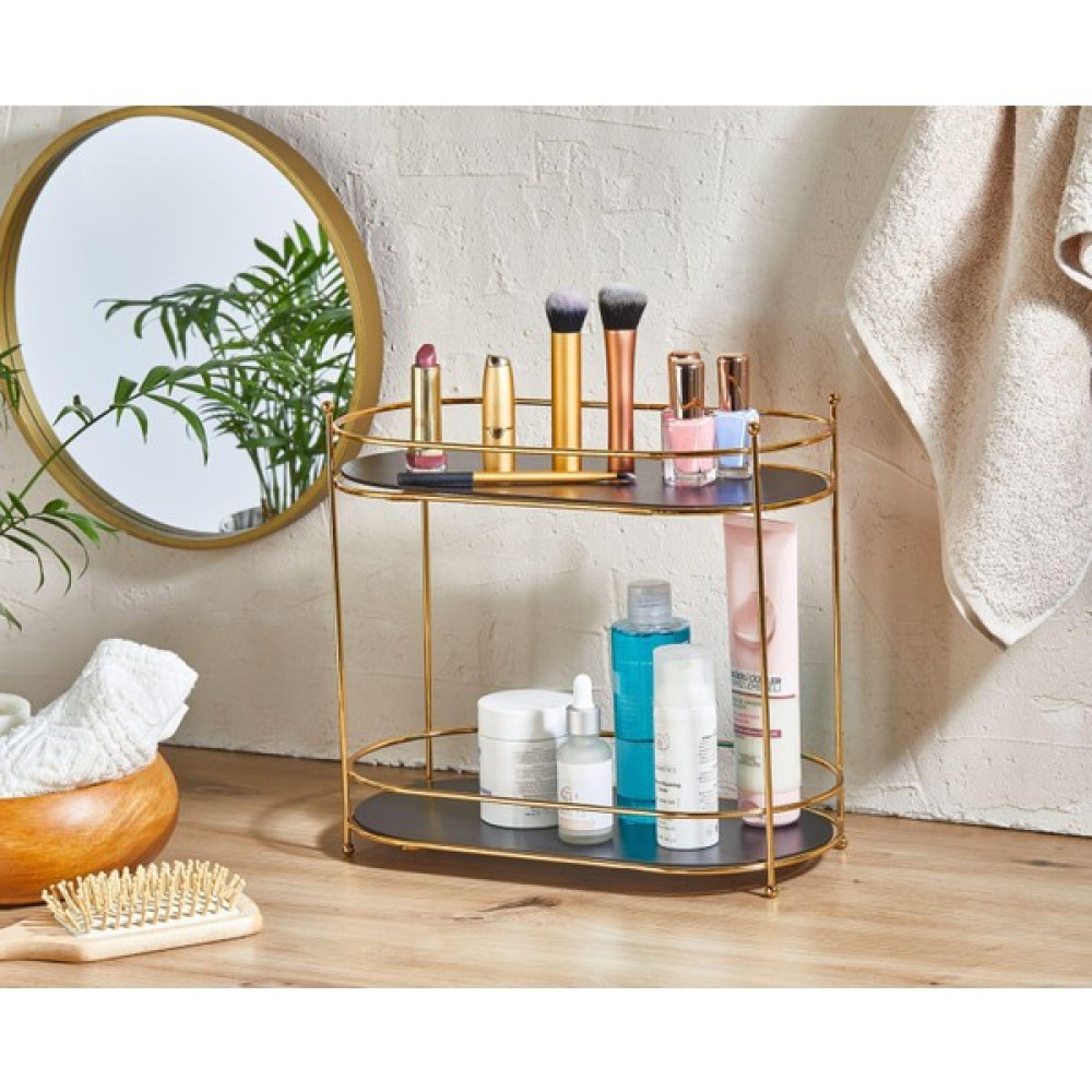 ÇARŞI HANEM Oval Banyo Düzenleyici Çok Amaçlı Makyaj Takı Organizeri Gold Servis Sunum Standı - Mdf Makyaj Fırça ve Aksesuarları Fiyatı