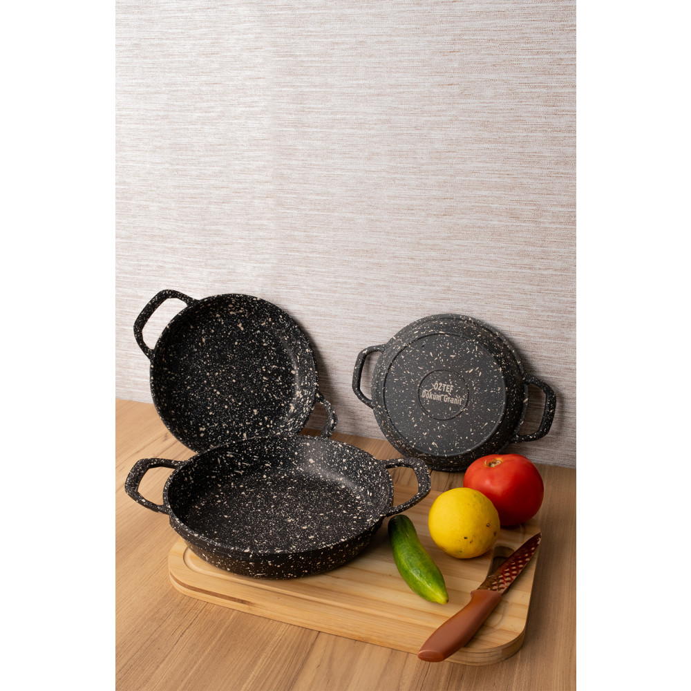 çarşıdayız Berta 3lü Set Döküm Silikon Siyah Granit Sahan Tava Seti 22cm-20cm-18cm Tavalar Fiyatı