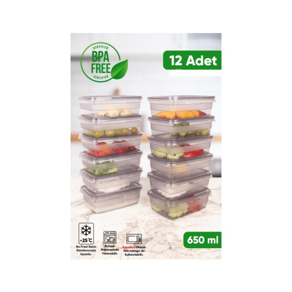 Çarşıdayız Neda Antrasit Plastik Kahvaltılık Kahvaltılık Saklama Kabı 650 ml 12'li Saklama Kapları Fiyatı