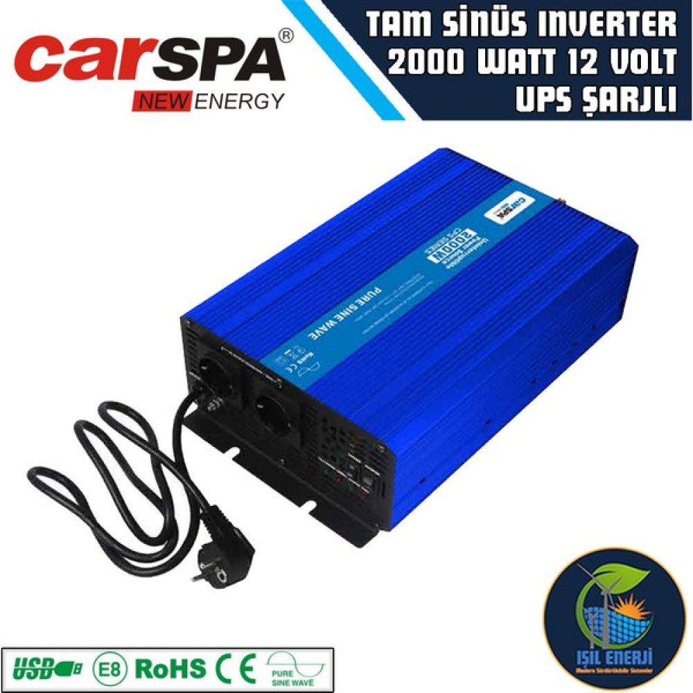 Carspa Tam Sinus 2000 Watt 12 Volt Ups Şarjlı Inverter - 2000 Watt 12 Volt Ups Charger Power Supply Fiyatı