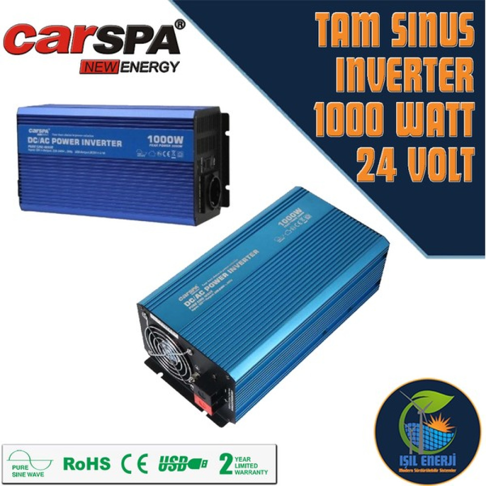 Carspa Tam Sinus Inverter - 1000 Watt 24 Volt - 1000W 24V Power Supply Fiyatı