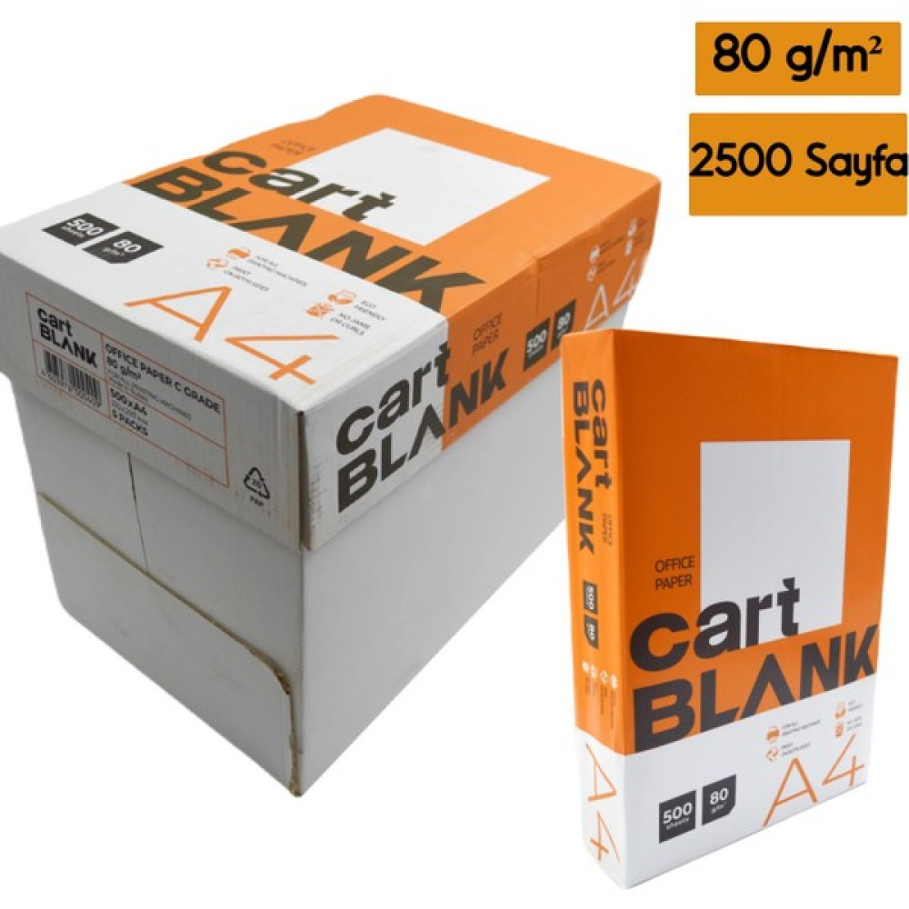 Cart Blank A4 Fotokopi Kağıdı 80 G/m² 2500 Adet Fotokopi Kağıdı Fiyatı