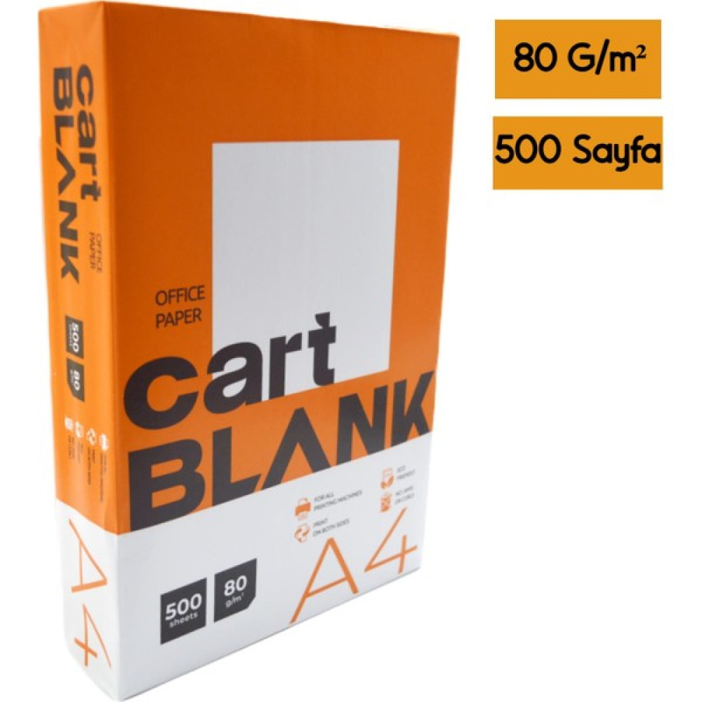 Cart Blank A4 Fotokopi Kağıdı 80 G/m² 500'lü Paket Fotokopi Kağıdı Fiyatı