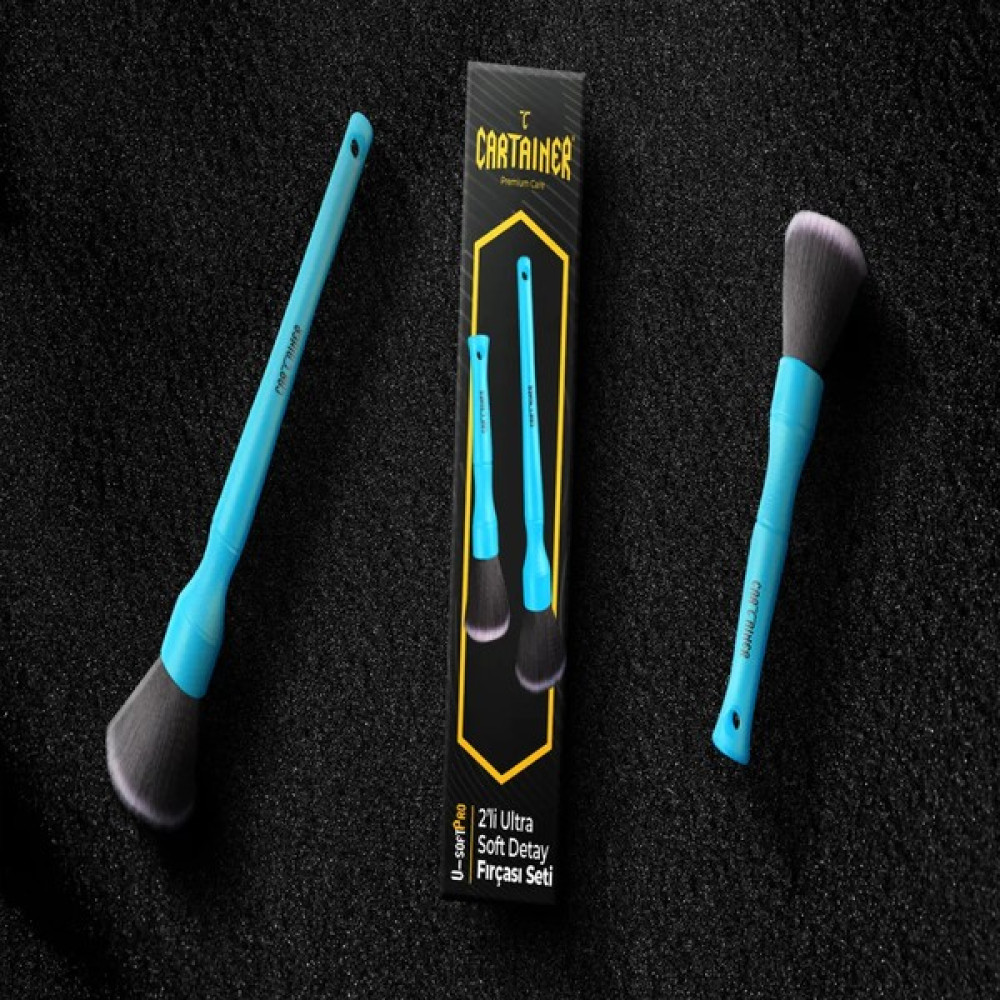 Cartainer U-Softpro Ikili Ultra Soft Detay Fırçası - Mavi-SiyahBeyaz Oto Genel Temizlik Fiyatı
