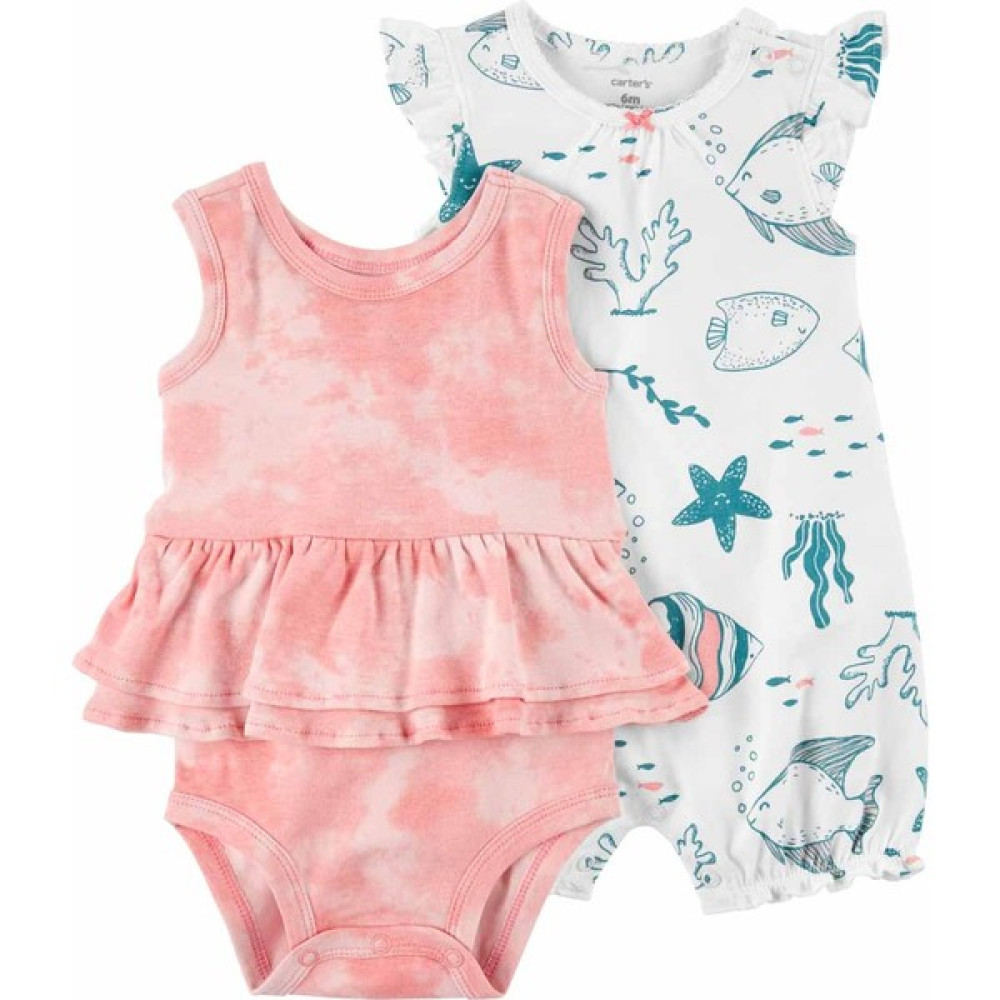 Carter's Kız Bebek Kısa Tulum 2'li Set 2'li Paket Bebek Giysi Takım Fiyatı