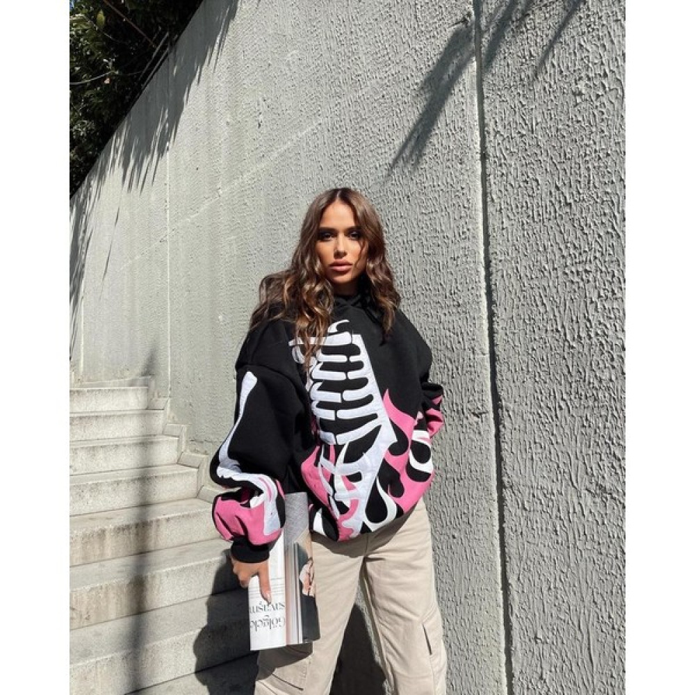 Cartoons Shop Siyah Iskelet Sweatshirt Bayan Sweatshirt Fiyatı