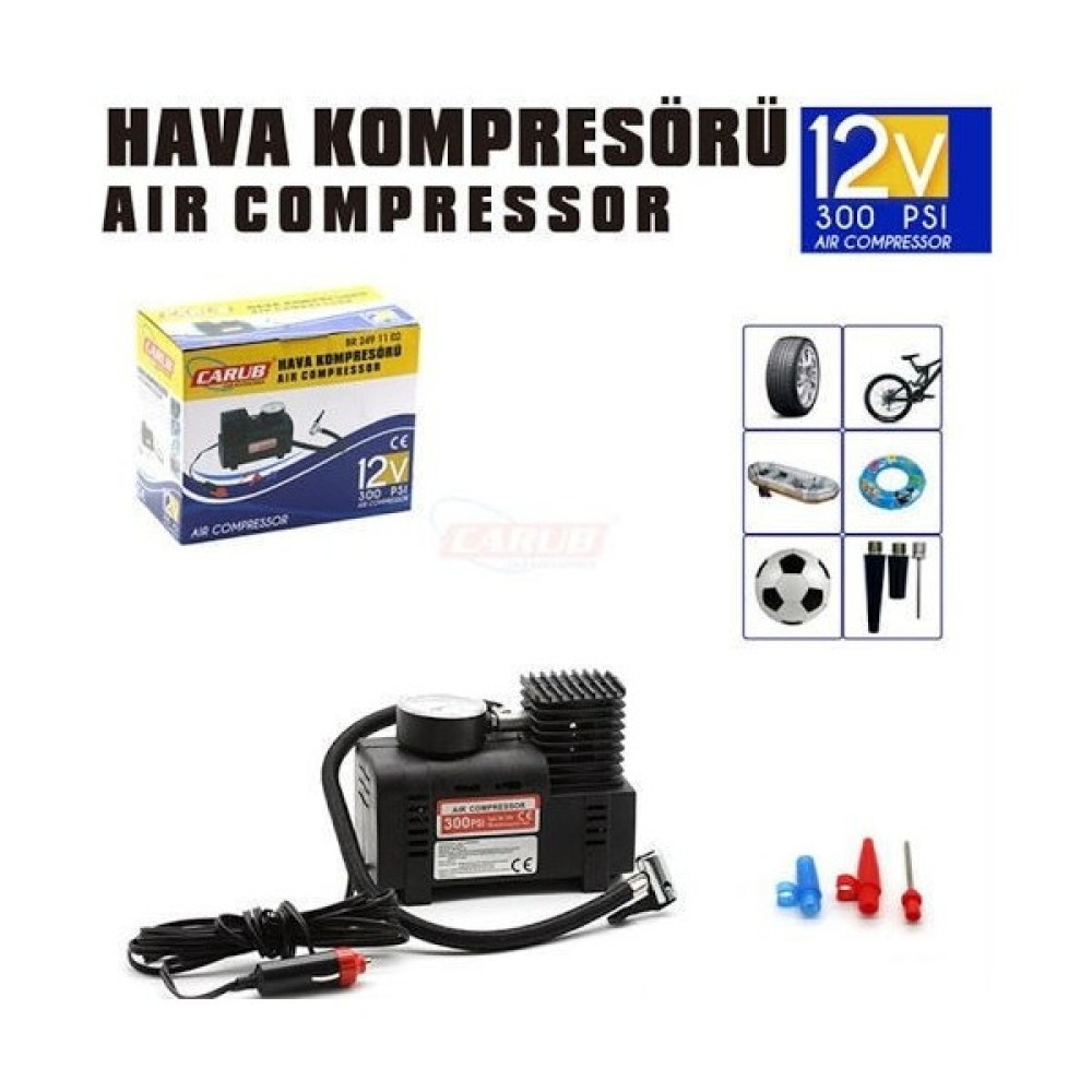 Carub 300 Psi 12V Güçlü Performans Siyah Hava Kompresörü Anahtarlık Fiyatı