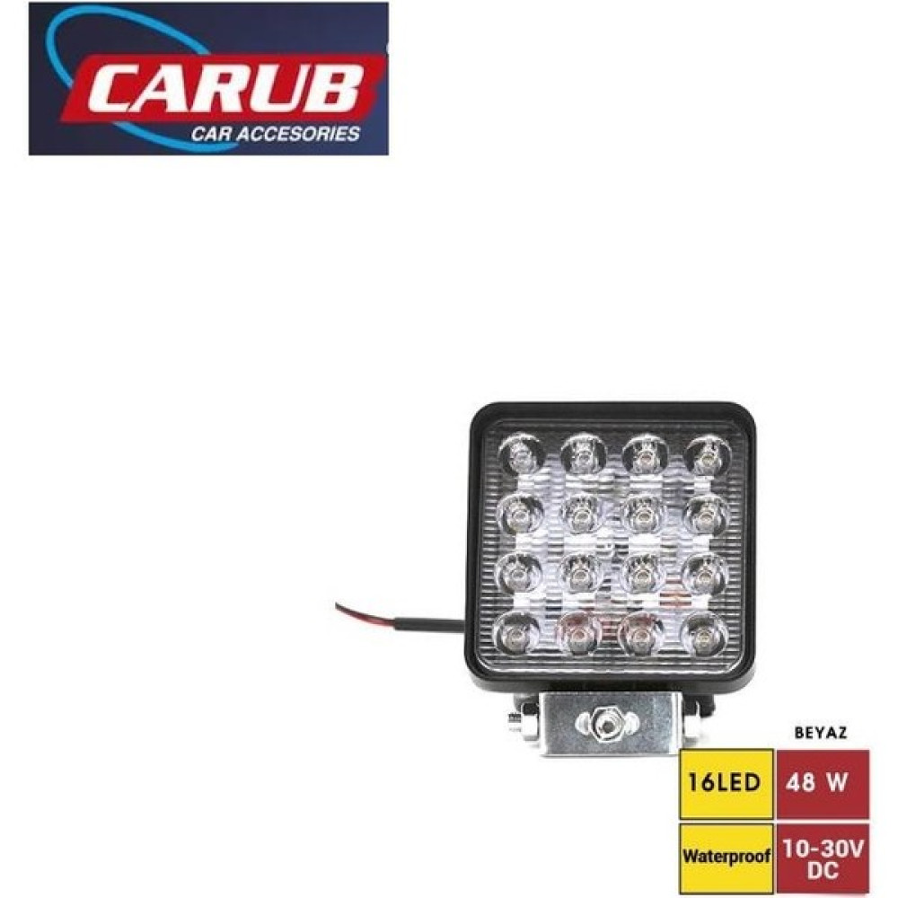 Carub Çalışma Lambası 16 LED Kare Kutu 10V-30V 48W Carub BR3010577 Oto Aydınlatma Fiyatı