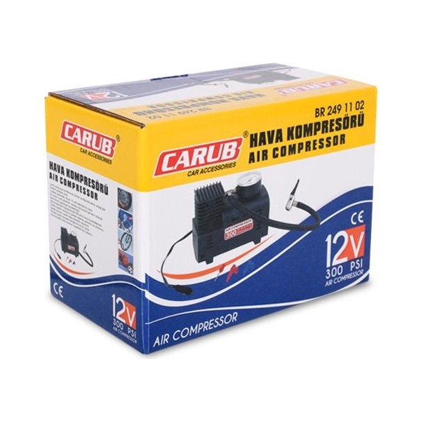 Carub Hava Kompresörü 12V 300 Psı Göstergeli Çakmaklık Girişli Lastik Şişirici Pompa Hava Kompresörü Fiyatı