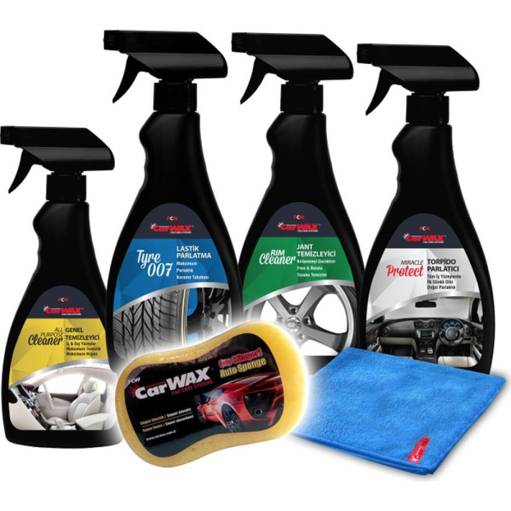 Carwax 4'lü Set Detaylı Lastik Jant Torpido) Mikrofiber Bez & Uygulama Süngeri ) Oto Bakım & Temizlik Ürünleri Fiyatı