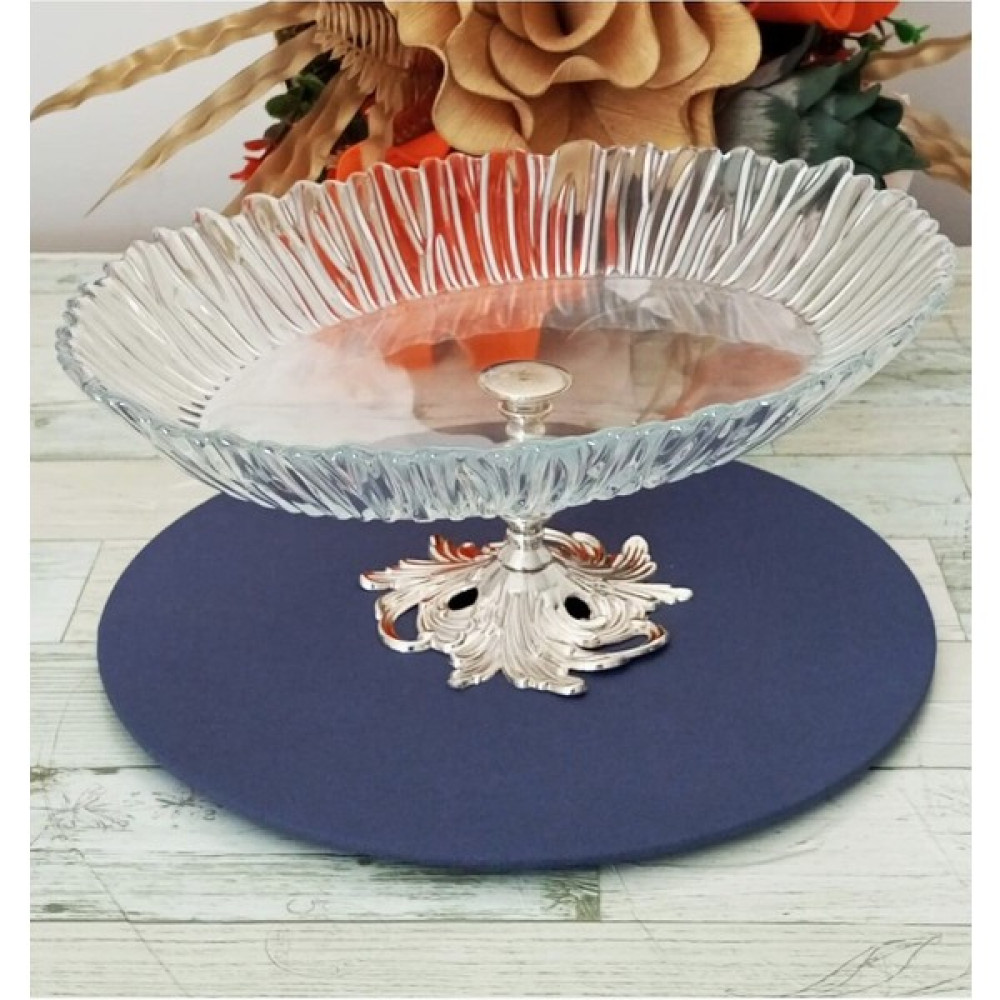 Caş Dekorasyon Aurora Metal Ayaklı Oval Servis Tabağı Salata Tabağı 33 X 25 Cm - Gümüş Mutfak Gereçleri Fiyatı