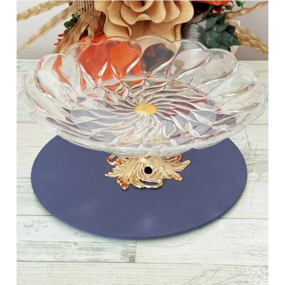 Caş Dekorasyon Florance Metal Ayaklı Servis Tabağı Sunum Tabağı 31X31 cm - Gold Mutfak Gereçleri Fiyatı
