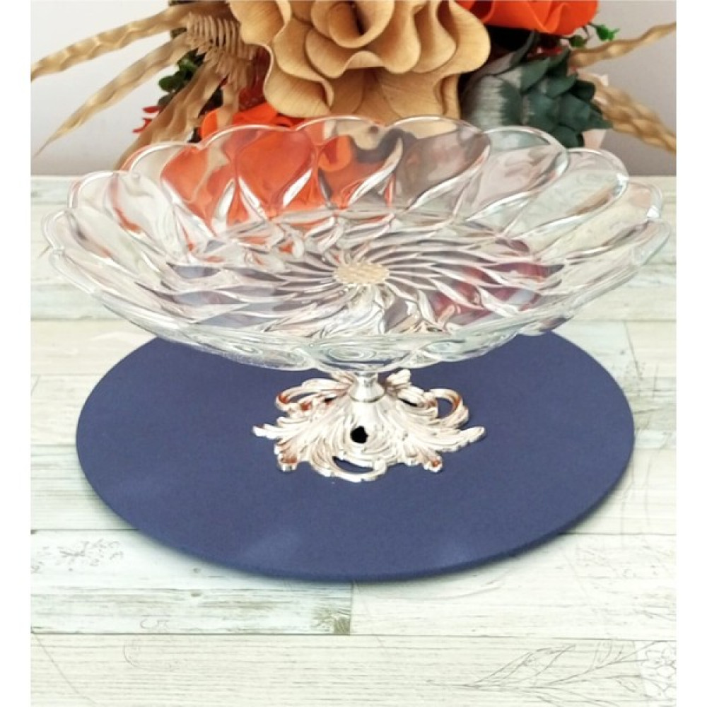 Caş Dekorasyon Florance Metal Ayaklı Servis Tabağı Sunum Tabağı 31X31 cm - Gümüş Mutfak Gereçleri Fiyatı