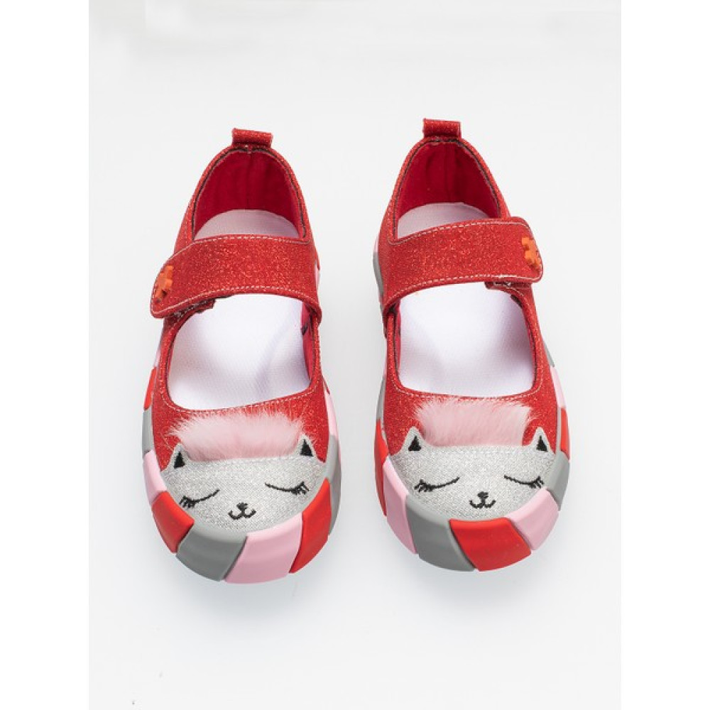 Casabony Kırmızı Simli Kedi Kız Sneaker Babet Kız Çocuk Babet Fiyatı