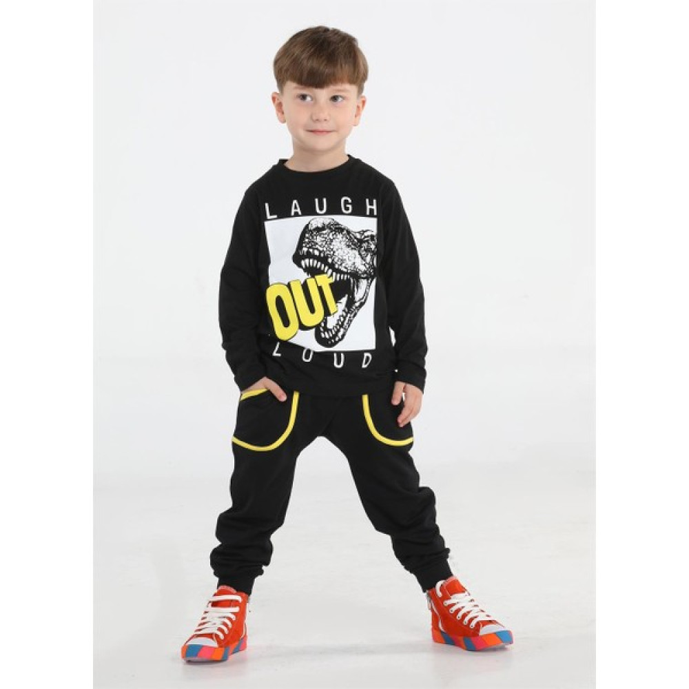 Casabony Out Dino Siyah Baggy Pantolon + T-Shirt Takım Erkek Çocuk Giyim Takımı Fiyatı