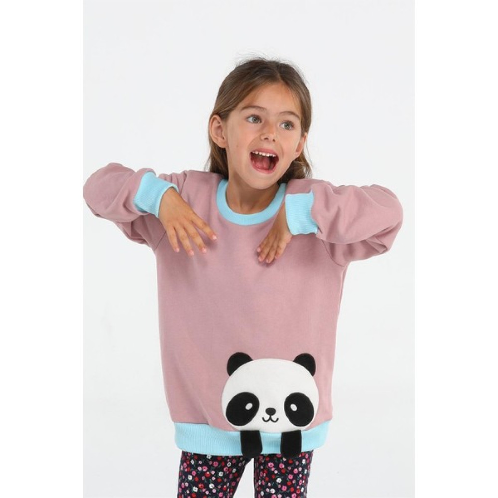 Casabony Panda Gülkurusu Kız Çocuk Sweatshirt BN-058 Bayan Sweatshirt Fiyatı